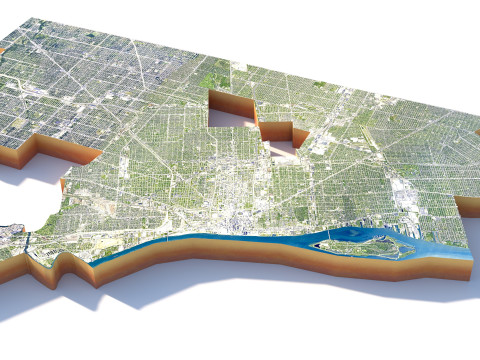 Detroit Terrain city Michigan USA 3D Model