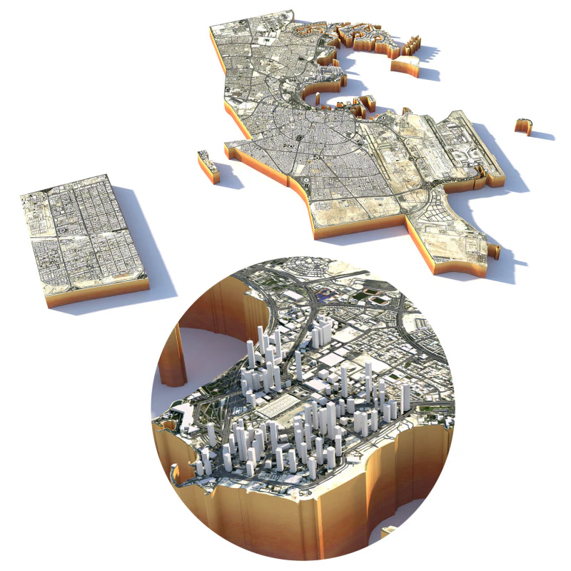 Doha Terrain city Qatar 3D Model .c4d .max .obj .3ds .fbx .stl .blend