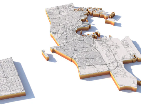 Doha Terrain city Qatar 3D Model