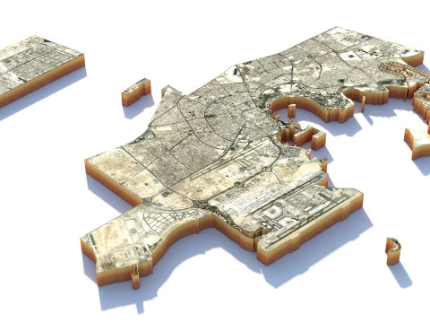 Doha Terrain city Qatar 3D Model