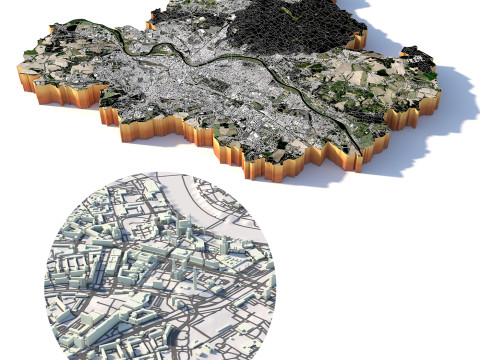 Dresden Terrain city Germany 3D Model