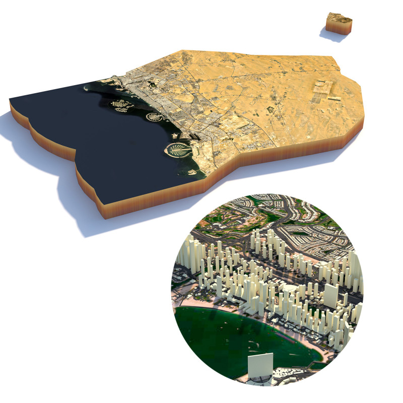 Dubai Terrain city United Arab Emirates Model 3D .c4d .max .obj .3ds .fbx .stl .blend