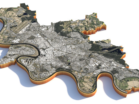 杜塞尔多夫地形城市德国 3D 模型