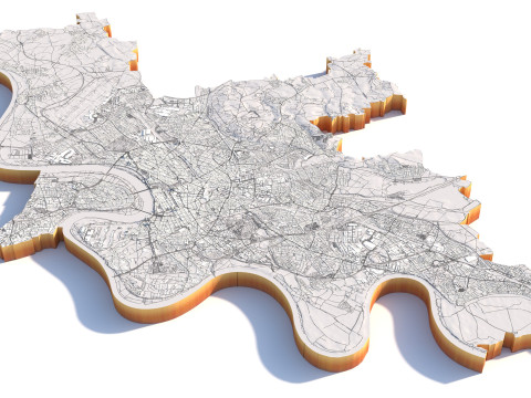 杜塞尔多夫地形城市德国 3D 模型