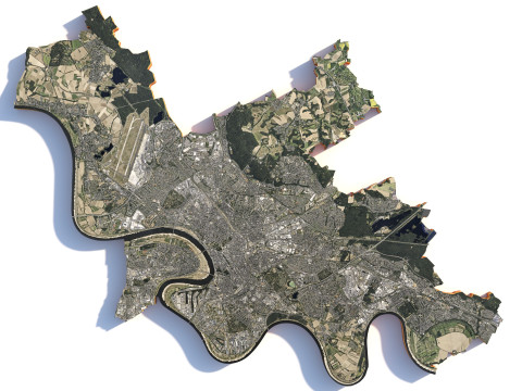 杜塞尔多夫地形城市德国 3D 模型