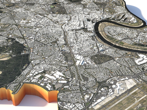 杜塞尔多夫地形城市德国 3D 模型