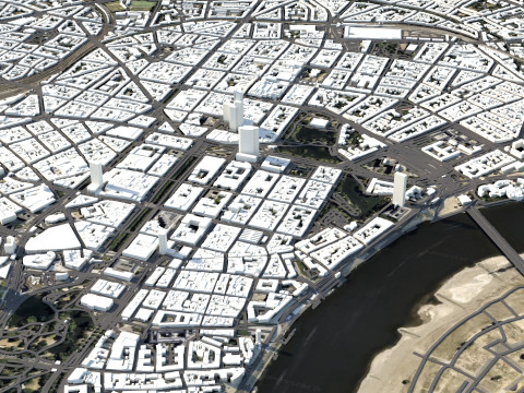 杜塞尔多夫地形城市德国 3D 模型