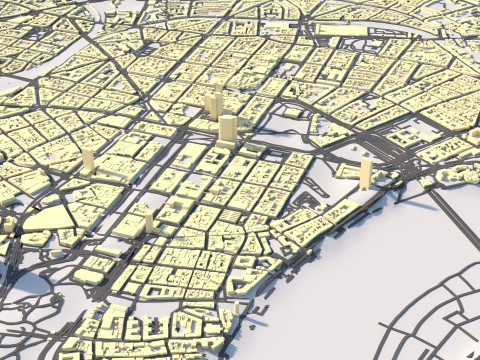 杜塞尔多夫地形城市德国 3D 模型