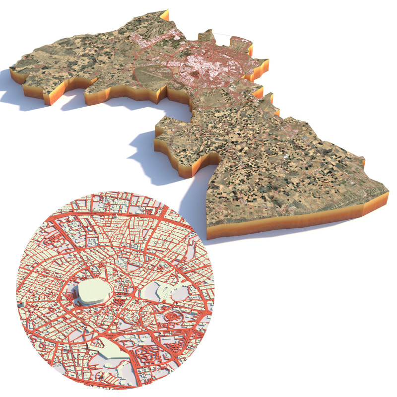 Erbil Terrain city Iraq 3D 模型 .c4d .max .obj .3ds .fbx .stl .blend