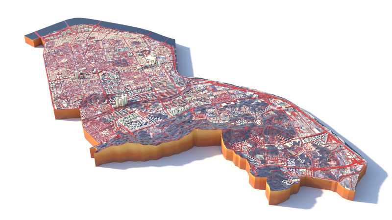 Gangnam District Terrain city Seoul South Korea 3D Model .c4d .max .obj .3ds .fbx .stl .blend