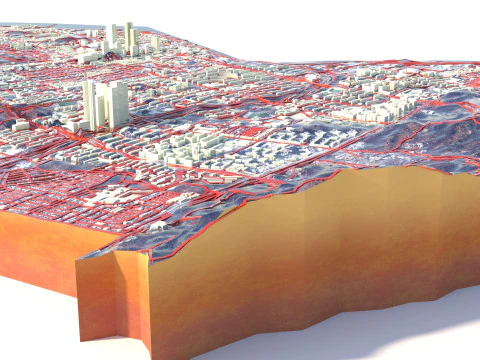 Gangnam District Terreinstad Seoul Zuid-Korea 3D Model