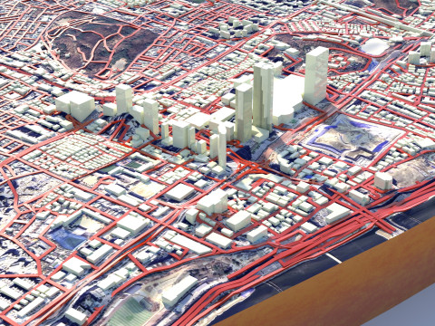 Gangnam District Terrain city Seoul South Korea 3D Model