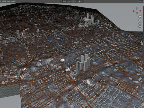 Gangnam District Terrain city Seoul South Korea 3D Model
