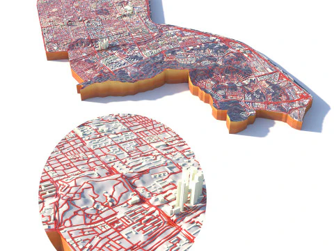Gangnam District Terreinstad Seoul Zuid-Korea 3D Model