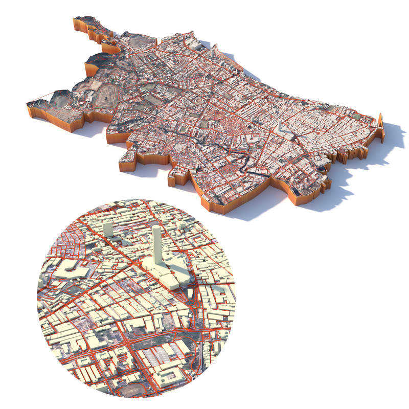 George Town in Penang Terrain city Island Malaysia Model 3D .c4d .max .obj .3ds .fbx .stl .blend