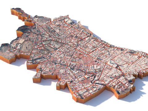 George Town in Penang Terrain city Island Malaysia Model 3D