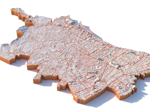 George Town in Penang Terrain city Island Malaysia Model 3D