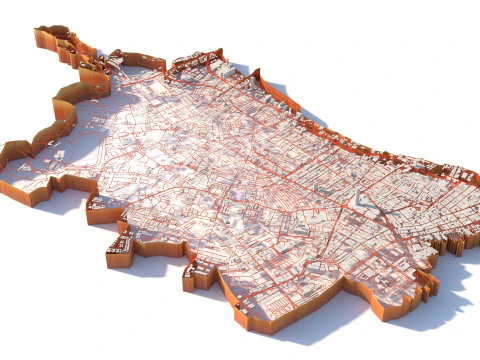 George Town in Penang Terrain city Island Malaysia 3D Model