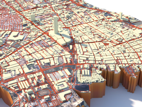 George Town in Penang Terrain city Island Malaysia Model 3D