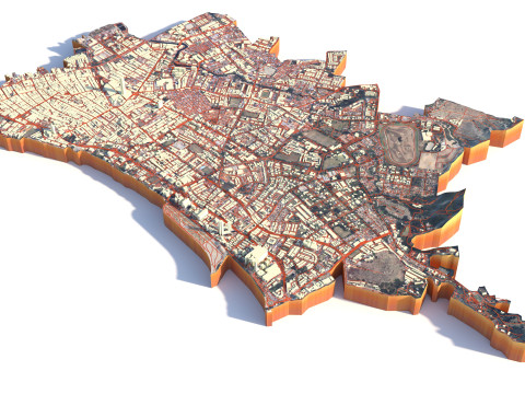 George Town in Penang Terrain city Island Malaysia Model 3D