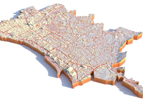 George Town in Penang Terrain city Island Malaysia Model 3D
