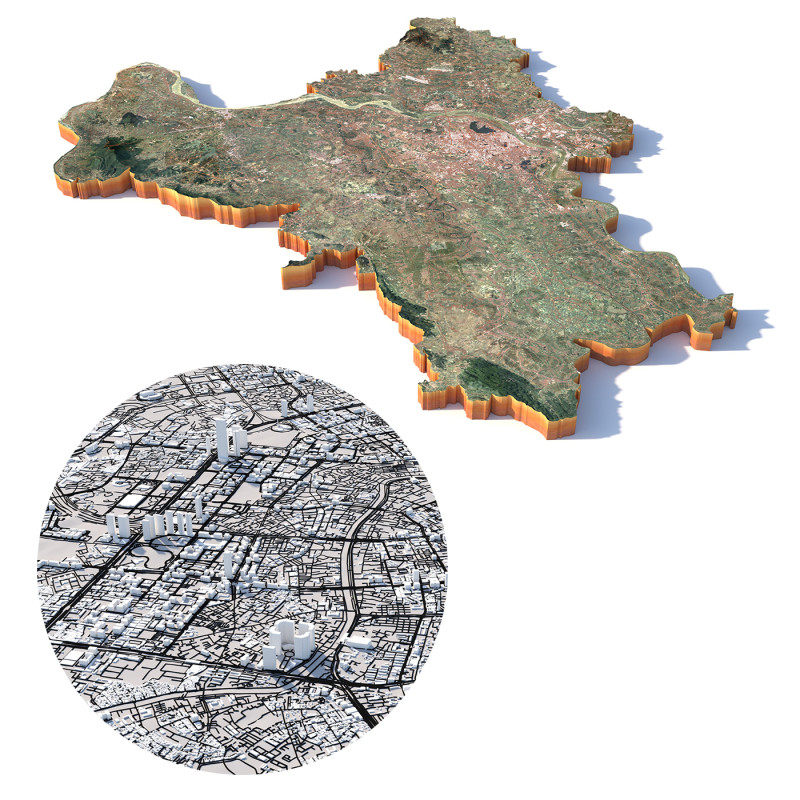 Hanoi Terrain city Vietnam Model 3D .c4d .max .obj .3ds .fbx .stl .blend