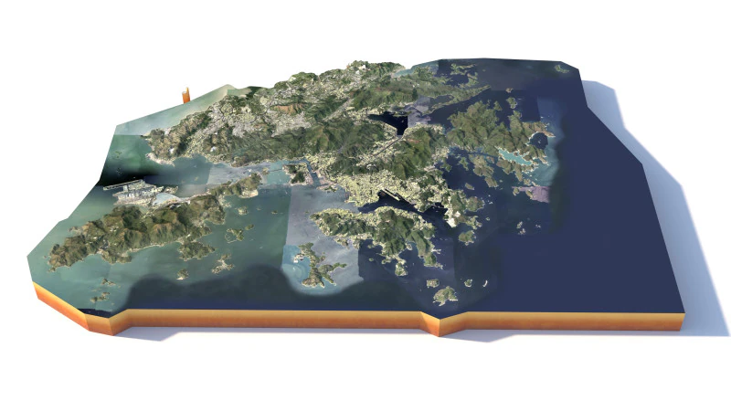 Hong Kong Terrain city China 3D Model .c4d .max .obj .3ds .fbx .stl .blend