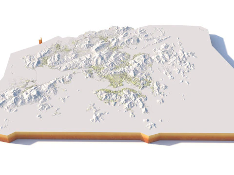Hong Kong Terrain city China 3D Model