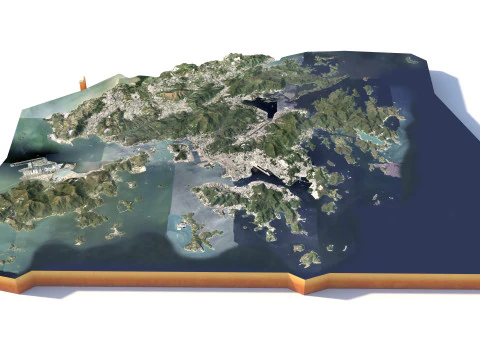 Hong Kong Terrain city China 3D Model