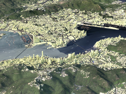 Hong Kong Terrain city China 3D Modell