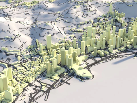 Hong Kong Terrain city China 3D Model