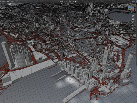 Hong Kong Terrain city China 3D Modell