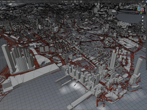 Hong Kong Terrain city China 3D Model