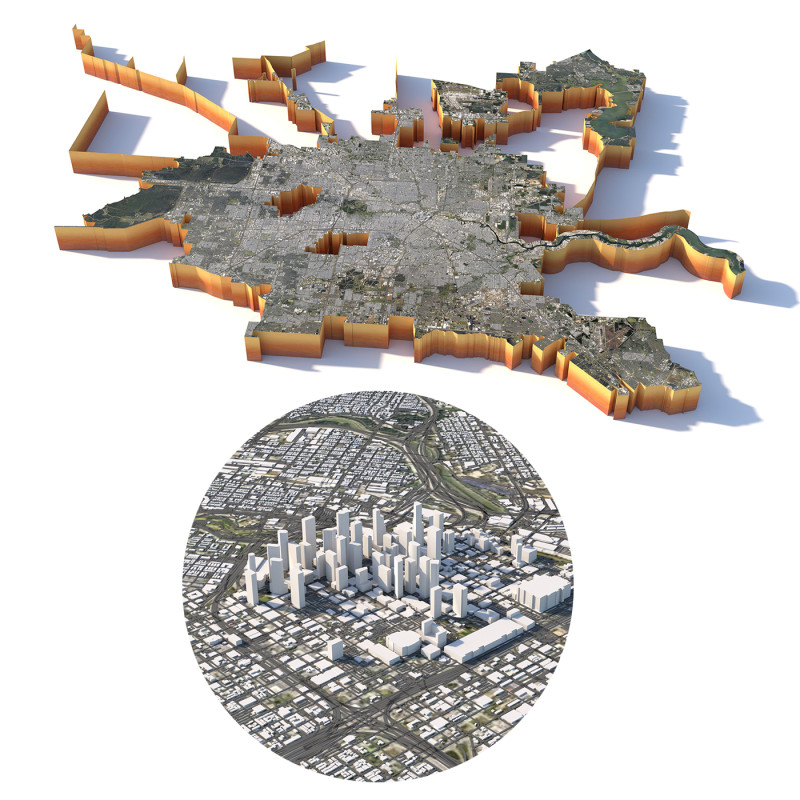 Houston Terrain city Texas USA Modelo 3D .c4d .max .obj .3ds .fbx .stl .blend