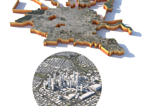 Houston Terrain city Texas USA Modello 3D