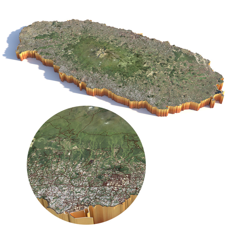 Jeju Terrain city South Korea 3D Model .c4d .max .obj .3ds .fbx .stl .blend