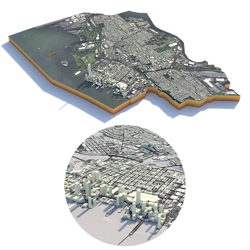 Jersey Terrain city Newark in New York 3D Model .c4d .max .obj .3ds .fbx .stl .blend 