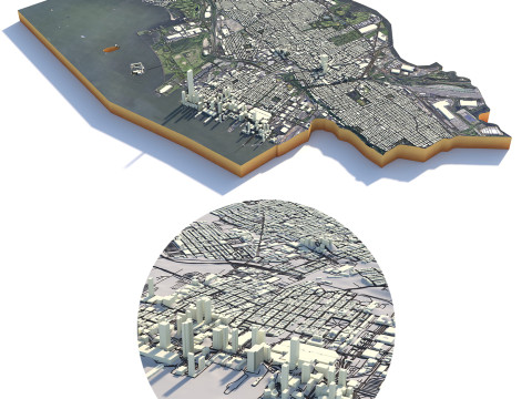 Jersey Terrain city Newark in New York 3D Модель