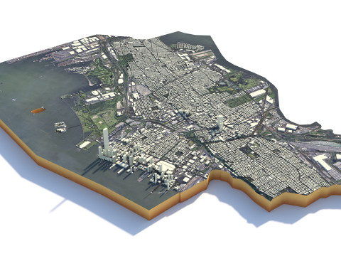 Jersey Terrain city Newark in New York 3D Model