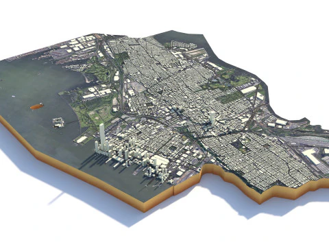Jersey Terrain city Newark in New York 3D Model