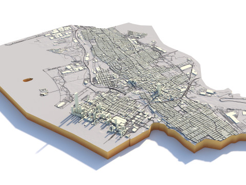 Jersey Terrain city Newark in New York 3D Model