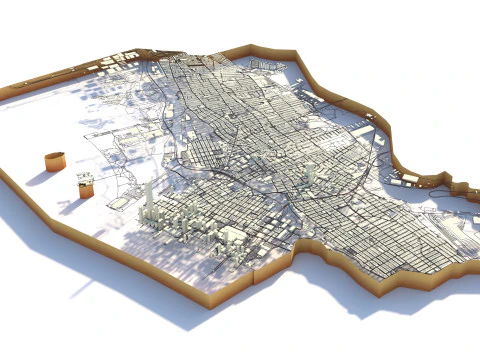 Jersey Terrain city Newark in New York 3D Model