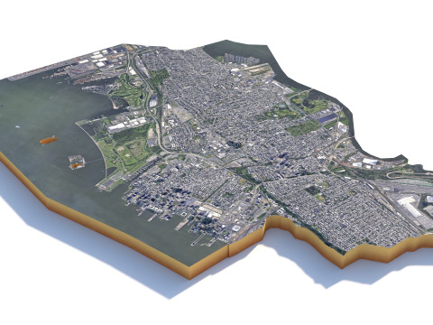 Jersey Terrain city Newark in New York 3D Model