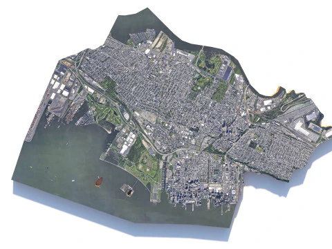 Jersey Terrain city Newark in New York 3D Model