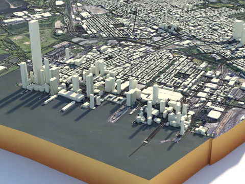 Jersey Terrain city Newark in New York 3D Model