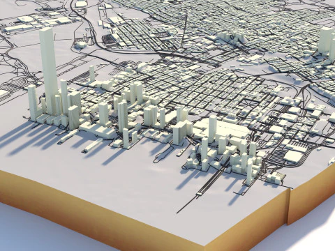 Jersey Terrain city Newark in New York 3D Model