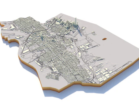 Jersey Terrain city Newark in New York 3D Model