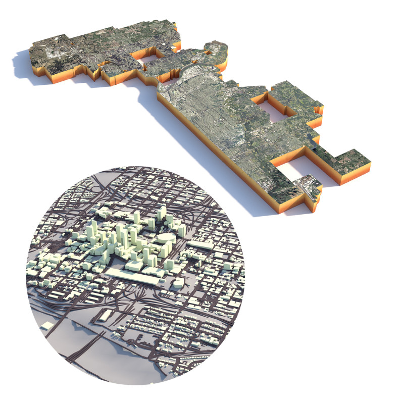 Kansas Terrain city Missouri USA 3D Model .c4d .max .obj .3ds .fbx .stl .blend 