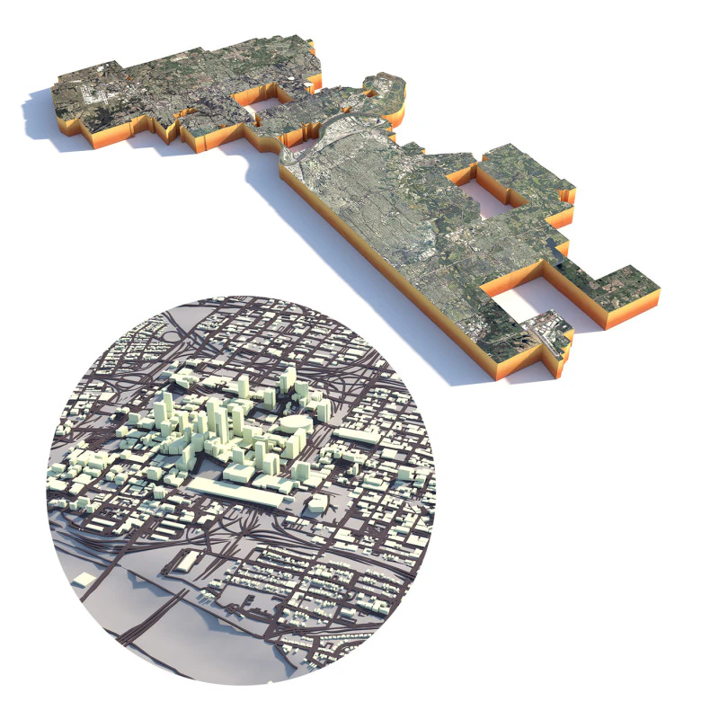 Kansas Terrain ville Missouri USA Modèle 3D .c4d .max .obj .3ds .fbx .stl .blend 