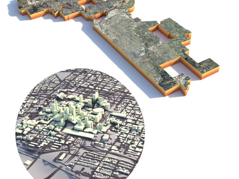 Kansas Terrain city Missouri USA Model 3D